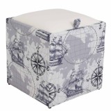 TABURET BOX - PRINT - CORP CORABII FOND GRI/CAPAC IMITATIE PIELE DIVERSE CULORI - Roz 21896
