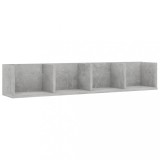 Raft de perete CD-uri, gri beton, 100 x 18 x 18 cm, PAL