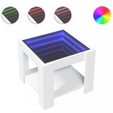 Cumpara ieftin Masuta de cafea cu LED, alb, 53x53x45 cm, lemn prelucrat