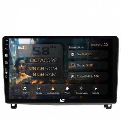 Navigatie Peugeot 407 (2004-2011) 8GB RAM Android 13 Octacore Slot Sim 4G DSP GPS Wi-FI Carplay Android Auto USB Bluetooth Waze Touchscreen 9 Inch foto