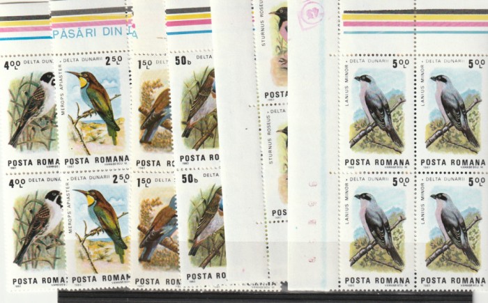 Pasari din Delta ,bloc de 4 , Nr List 1079, Romania.
