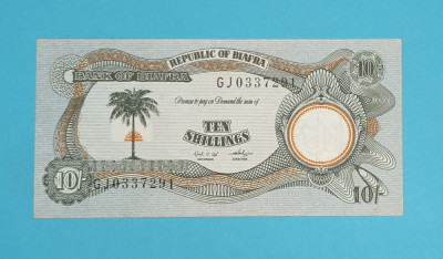 Biafra 10 Shillings 1968-69 &amp;#039;Stat secesionist&amp;#039; aUNC- serie: GJ 0337291 foto