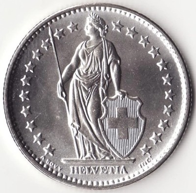 Moneda Elvetia - 2 Francs 1967 - B - Argint foto