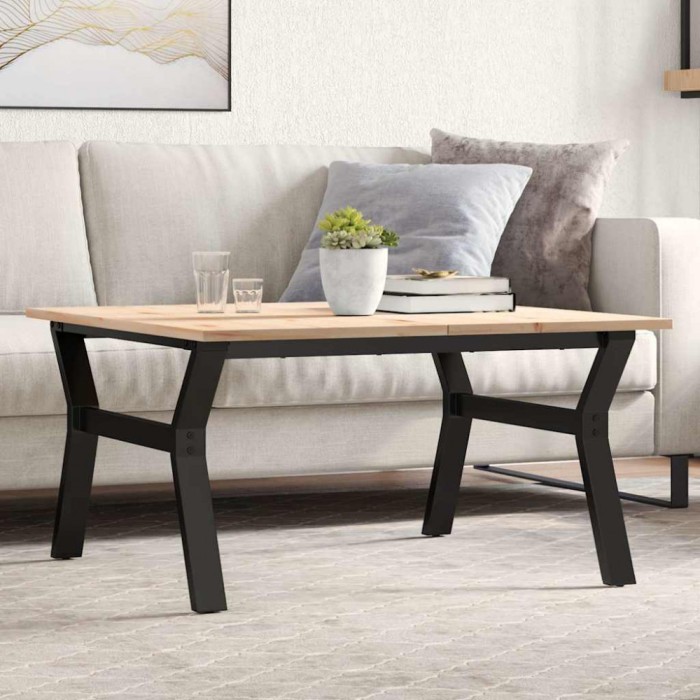 Gossi masa de cafea, cadru y, 80x80x45 cm, lemn masiv pin si fonta