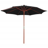 Umbrela de soare cu stalp din lemn, negru, 300 x 258 cm GartenMobel Dekor, vidaXL