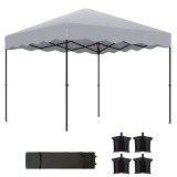 Outsunny 3 x 3 m pavilion pop-up, cort de grădină cu &icirc;nălțime reglabilă, cu geantă cu role, pentru grădină, terasă, metal, material textil, Gri deschi