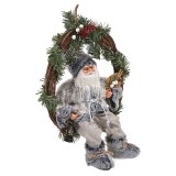 Decoratiune sarbatori tip coronita pentru usa, 36 cm, model Mos Craciun, General