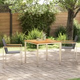 Set masă grădină vidaXL 3 piese din lemn masiv de tec, Masa dining vidaXL exterior 90x90x74.5 cm din lemn masiv de tec