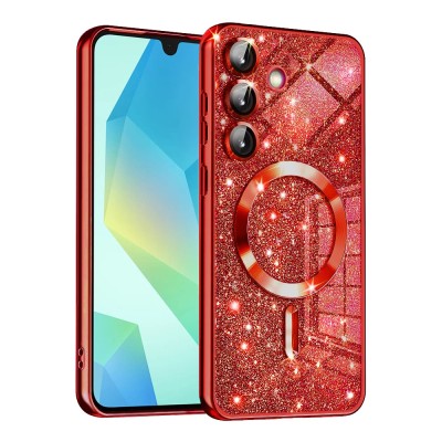 Husa Samsung A16 5G a166 Silicon Magsafe Techsuit Sclipici Rosu foto