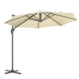 Outsunny Umbrelă Solară &Icirc;nclinabilă și Rotativă 360&deg;, &Oslash;293x248cm, Crem | Aosom Romania