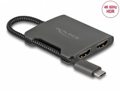 Multiplicator USB type C (DP Alt Mode) la 2 x HDMI 4K60Hz MST, Delock 87778
