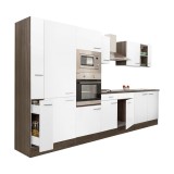 Mobilier de bucătărie Yorki 360, cu corp din stejar Yorki, fațadă albă cu finisaj satinat și dulap cu rafturi, fără blat de lucru