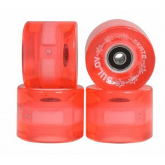 Set 4 roti pentru skateboard DHS, 60 x 45 mm, poliuretan, rulmenti ABEC 7, Roz transparent foto