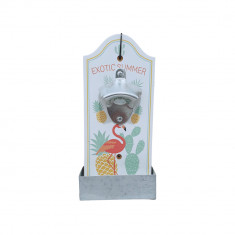 Desfacator capace perete, Pick &amp; Drink, multicolor, lemn si metal zincat, 24 x 11 cm, model Exotic S