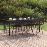 VidaXL Set mobilier de grădină, 7 piese, negru, poliratan