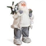Figurină Decorativă, Moș Crăciun, Felinar, &Icirc;nălțime 80 cm, Culoare Alb, Material Poliester, Oem