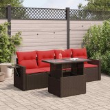 Gossi set canapea de gradina cu perne, 5 piese, poliratan/lemn acacia