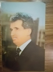 1974 Afis portret Nicolae Ceausescu comunism propaganda epoca de aur 19x12 foto