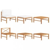 VidaXL Set mobilier grădină cu perne crem, 3 piese, lemn de tec