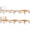 Set mobilier gradina cu perne crem, 3 piese, lemn de tec