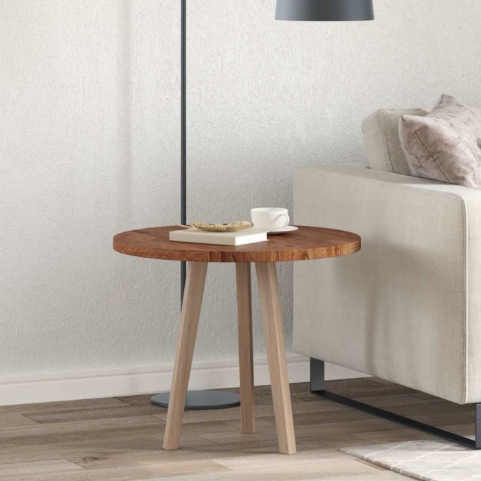 vidaXL Placă de masă Maro &icirc;nchis &Oslash; 60 x 2.5 cm Lemn de stejar masiv 42016009