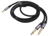Cablu Audio Jack 3.5mm la Jack 6.3mm 5m Negru, Vention