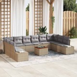 vidaXL Set de canapele pentru grădină 11 pcs bej și gri deschis