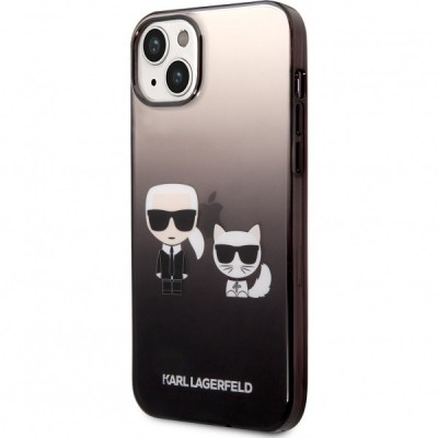 Husa pentru Apple iPhone 14 Plus, Karl Lagerfeld, Gradient Karl&amp;amp;Choupette, Neagra foto