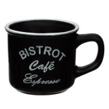 Cana Cafea Ceramica, BISTROT Cafe Espresso, Culoare Alb-Negru, Capacitate 140ml, Oem