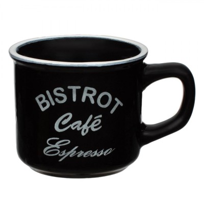 Cana Cafea Ceramica, BISTROT Cafe Espresso, Culoare Alb-Negru, Capacitate 140ml foto