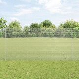 VidaXL Gard din S&acirc;rmă Sudată cu 10 St&acirc;lpi U Argintie 1.5x10 m Oțel