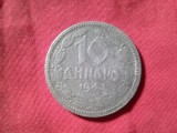 Moneda 10 dinari Serbia 1943 ocupatia germana , zinc , cal. Buna