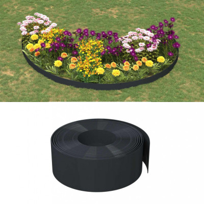 vidaXL Borduri de grădină, 5 buc, negru, 10 m 20 cm, polietilenă foto