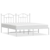 Cumpara ieftin Cadru de pat metalic cu tablie, alb, 180x200 cm