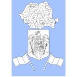 Simbolurile si harta Romaniei. Siluete din carton pentru colorat
