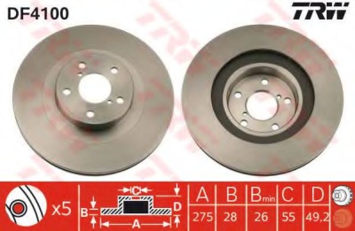 Disc frana TOYOTA AVENSIS (T22) (1997 - 2003) TRW DF4100 foto