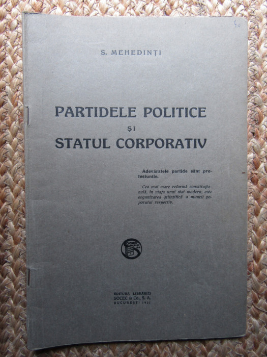 S. Mehedinti - Partidele politice si statul corporativ