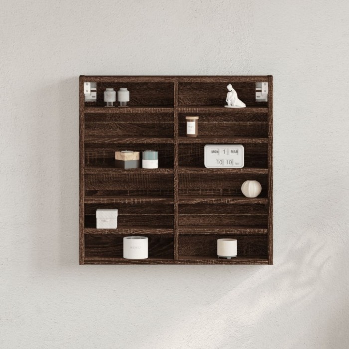 vidaXL Dulap cu vitrină, stejar maro, 60x8,5x58 cm, lemn prelucrat