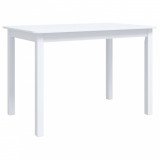vidaXL Masă de bucătărie, alb, 114 x 71 x 75 cm, lemn masiv de hevea