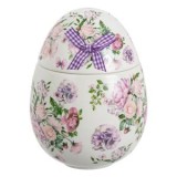Recipient Ceramic pentru Biscuiti cu Flori Lila si Fundita, &Oslash;12x17cm, CMCLASS