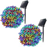 Instalatie craciun cu energie solara, liniar cu fir de cupru, 32 m, 300 de led-uri, multicolor