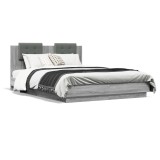 Gossi cadru de pat cu tablie si lumini led, gri sonoma, 120x200 cm