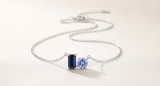 Lantisor din Argint 925 ,Dual Sapphire Elegance cu Zirconiu Baguette si Rotund
