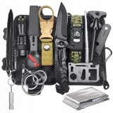 Kit complet de supravieturire 18-in-1 piese pentru camping, calatorii, offroad,