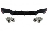 Difuzor Bara Spate Negru Lucios cu Tobe Ornamente Crom BMW Seria 5 G30 G31 (2017-2020) M5 Design