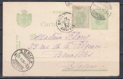 ROMANIA 1899 CP 42 I REGELE CAROL SPIC DE GAU 5 BANI INTREG POSTAL CIRCULAT 1905 foto