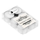 Lum&acirc;nări Parfumate Tip Pastilă, Set 6 Bucăți, Aromă Iasomie, Timp Ardere 7-8 Ore, Diametru 3.8 cm, &Icirc;nălțime 2.5 cm, Alb, Oem