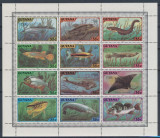 236-GUYANA-Pesti-viata marina-Bloc cu 12 timbre nestampilate MNH, Nestampilat