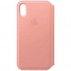 Husa Book Apple Folio Leather pentru iPhone X Pink