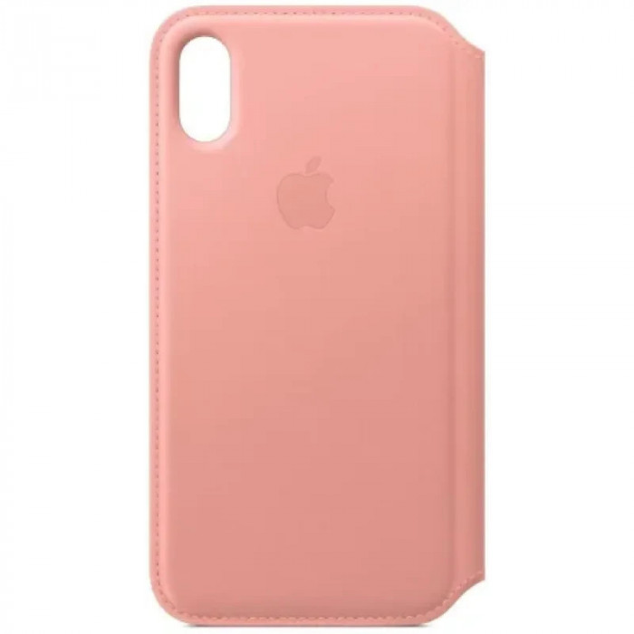 Husa Book Apple Folio Leather pentru iPhone X Pink